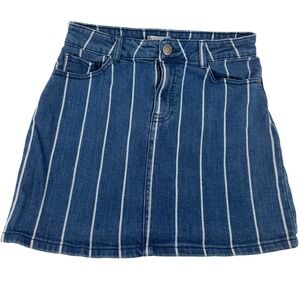 Altar'd State Blue White Stripe Denim Mini Skirt Size S